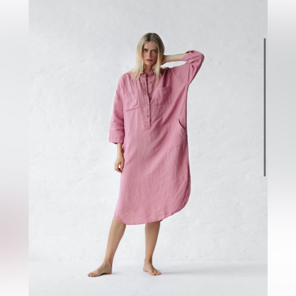 Seaside Tones Linen Shirtdress